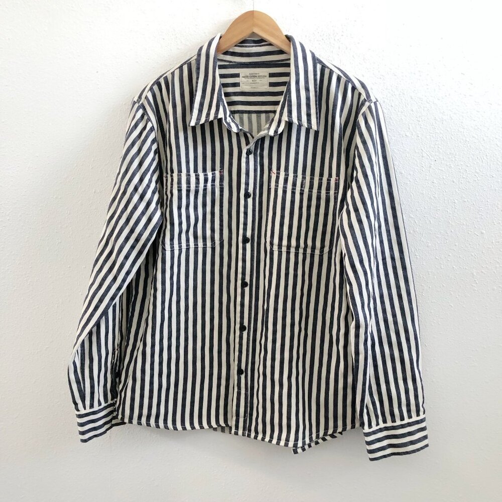 OKONKWO Long Sleeve Striped Button‎ Down Shirt Size 2XL